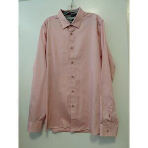 Ted Baker Shirt Mens Pink Button Down Geometric Flip Cuff Size 5